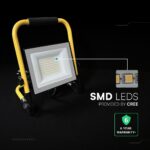 LED Προβολέας Εργασίας 50W V-TAC Cree Chip Μαύρος με Κίτρινη Βάση IP65 5000lm Φυσικό 4000K 3m Καλώδιο 6yrs Wty – 242186VT
