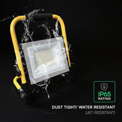 LED Προβολέας Εργασίας 50W V-TAC Cree Chip Μαύρος με Κίτρινη Βάση IP65 5000lm Φυσικό 4000K 3m Καλώδιο 6yrs Wty – 242186VT