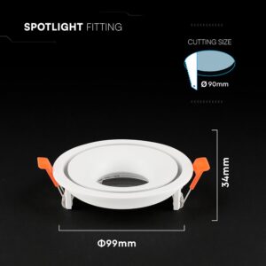 Βάση Σποτ Στρογγυλή Χωνευτή Λευκή GU10 Αλουμινίου V-TAC 24222VT