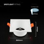 GU10 Fitting Aluminum Deep Anti Glare Square White V-TAC 24224VT