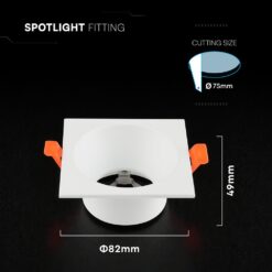 GU10 Fitting Aluminum Deep Anti Glare Square White V-TAC 24224VT