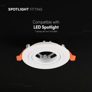 Βάση Σποτ Στρογγυλή Χωνευτή Λευκή GU10 Αλουμινίου V-TAC 24225VT