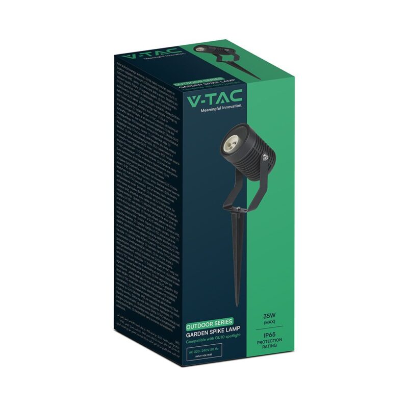 Φωτιστικό Σποτ Κήπου Καρφωτό Αλουμινίου GU10 Μαύρο IP65 V-TAC 24227VT