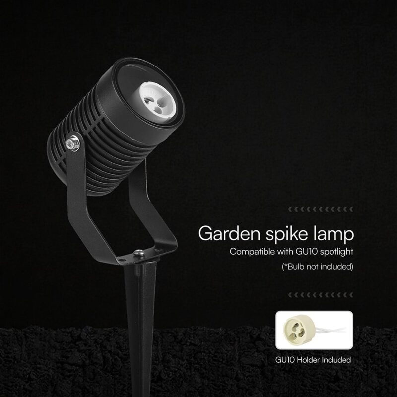 Φωτιστικό Σποτ Κήπου Καρφωτό Αλουμινίου GU10 Μαύρο IP65 V-TAC 24227VT