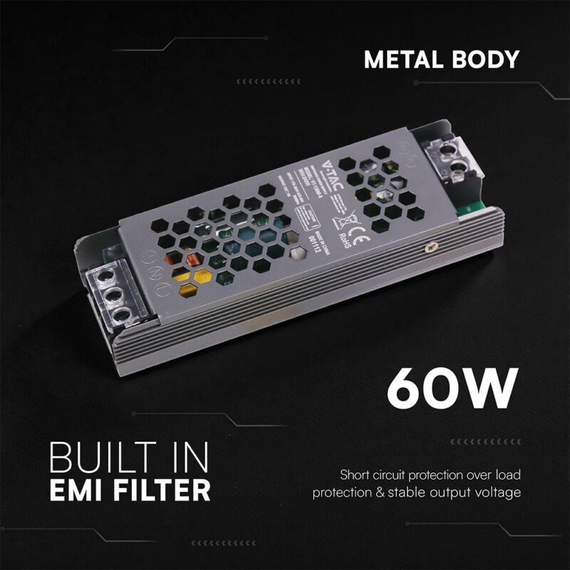 Τροφοδοτικό για LED 60W 24V IP20 Μεταλλικό V-TAC 24236VT