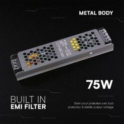 Τροφοδοτικό για LED 75W 12V IP20 Μεταλλικό V-TAC 24237VT