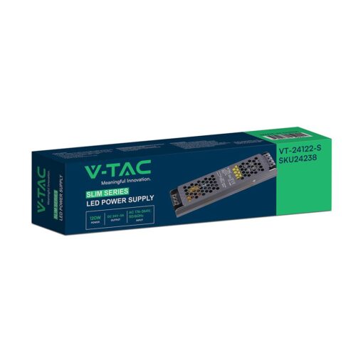 Τροφοδοτικό SLIM για LED 120W 24V 5A IP20 Μεταλλικό V-TAC 24238VT
