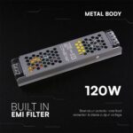 Τροφοδοτικό SLIM για LED 120W 24V 5A IP20 Μεταλλικό V-TAC 24238VT