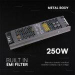 Τροφοδοτικό SLIM για LED 250W 24V 10.5A IP20 Μεταλλικό V-TAC 24241VT