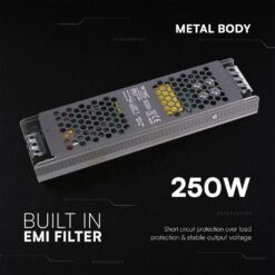 Τροφοδοτικό SLIM για LED 250W 24V 10.5A IP20 Μεταλλικό V-TAC 24241VT