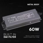 Τροφοδοτικό V-TAC για LED 60W 24V 12.5A IP67 Αδιάβροχο Μεταλλικό 24244VT