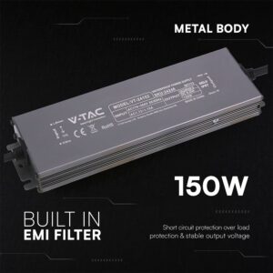 Τροφοδοτικό V-TAC για LED 150W 24V 6.25A IP67 Αδιάβροχο Μεταλλικό 24246VT