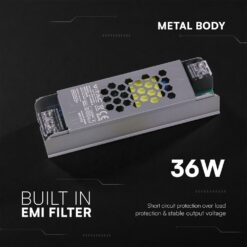 Τροφοδοτικό για LED 36W 12V IP20 Μεταλλικό V-TAC 24254VT