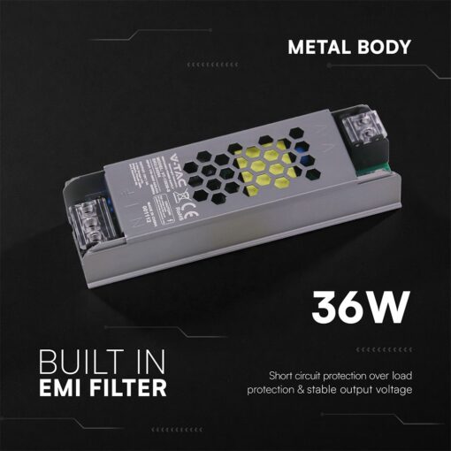 Τροφοδοτικό για LED 36W 12V IP20 Μεταλλικό V-TAC 24254VT