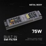 SLIM Power Supply – 75W 12V 6.25A IP20 V-TAC 24256VT