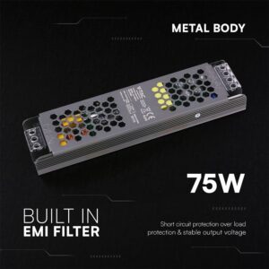 SLIM Power Supply – 75W 12V 6.25A IP20 V-TAC 24256VT