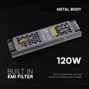 Τροφοδοτικό SLIM για LED 120W 12V IP20 Μεταλλικό V-TAC 24257VT