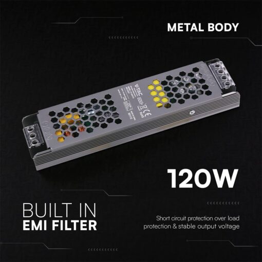 Τροφοδοτικό SLIM για LED 120W 12V IP20 Μεταλλικό V-TAC 24257VT