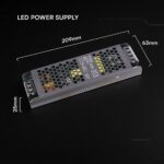 Τροφοδοτικό SLIM για LED 200W 12V 16.5A IP20 Μεταλλικό V-TAC 24259VT