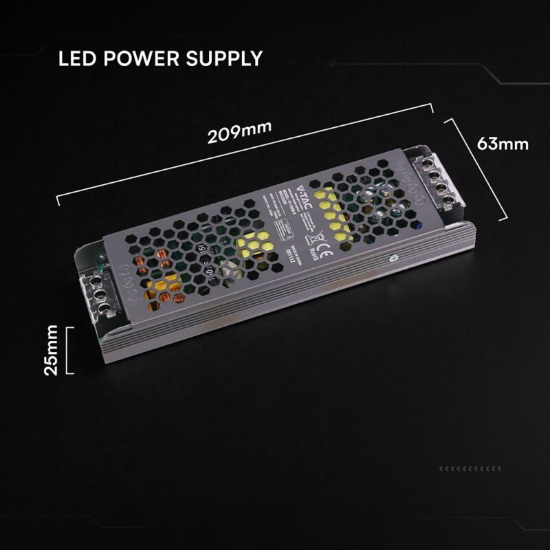 Τροφοδοτικό SLIM για LED 200W 12V 16.5A IP20 Μεταλλικό V-TAC 24259VT