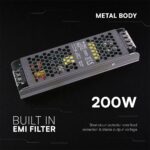 Τροφοδοτικό SLIM για LED 200W 12V 16.5A IP20 Μεταλλικό V-TAC 24259VT