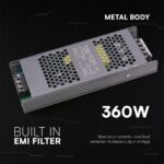 Τροφοδοτικό SLIM για LED 360W 24V 15A IP20 Μεταλλικό V-TAC 24261VT