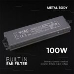 Τροφοδοτικό V-TAC για LED 100W 12V 8.3A IP67 Αδιάβροχο Μεταλλικό 24264VT