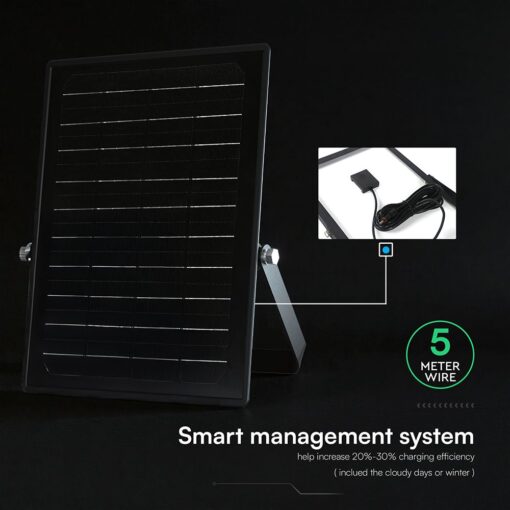 30W LED Ηλιακός Προβολέας Μαύρος CCT 3000lm IP65 με Ανιχνευτή Κίνησης & Τηλεχειριστήριο V-TAC 24277VT