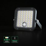 30W LED Ηλιακός Προβολέας Μαύρος CCT 3000lm IP65 με Ανιχνευτή Κίνησης & Τηλεχειριστήριο V-TAC 24277VT