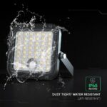 30W LED Ηλιακός Προβολέας Μαύρος CCT 3000lm IP65 με Ανιχνευτή Κίνησης & Τηλεχειριστήριο V-TAC 24277VT