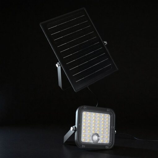 30W LED Ηλιακός Προβολέας Μαύρος CCT 3000lm IP65 με Ανιχνευτή Κίνησης & Τηλεχειριστήριο V-TAC 24277VT