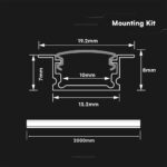 LED Strip Mounting Kit With Diffuser Recessed 2000*13.2*7mm V-TAC 24301VT