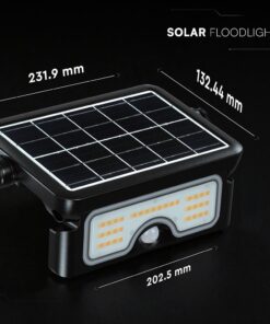7W LED Ηλιακός Προβολέας Μαύρος CCT 900lm IP65 με Ανιχνευτή Κίνησης V-TAC 24341VT