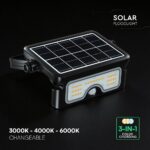 7W LED Ηλιακός Προβολέας Μαύρος CCT 900lm IP65 με Ανιχνευτή Κίνησης V-TAC 24341VT