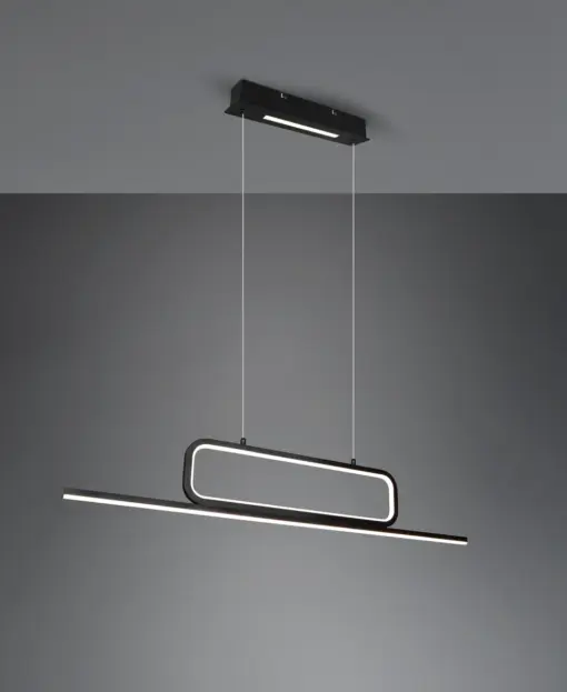 Κρεμαστό Φωτιστικό Trio Lighting  LED 38W Μαύρο Ματ Μεταλλικό Step Dimmable 4500lm  3000K – 327210332