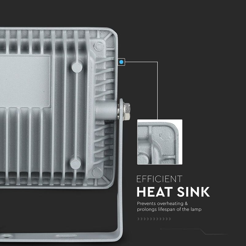 LED Προβολέας 20W V-TAC PRO Samsung Chip Μαύρος 100° 1600lm Γκρι Αδιάβροχος IP65 Θερμό Λευκό 3000K – 445