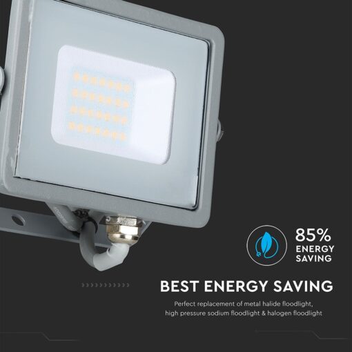 LED Προβολέας 20W V-TAC PRO Samsung Chip Μαύρος 100° 1600lm Γκρι Αδιάβροχος IP65 Θερμό Λευκό 3000K – 445