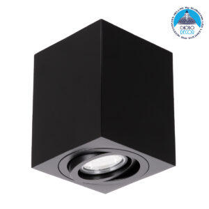 GloboStar® AKIRA 60621 Επιφανειακό Κινούμενο Τετράγωνο Φωτιστικό Σποτ Αλουμινίου με Ντουί GU10 AC 220-240V IP44 Μ8 x Π8 x Υ10cm – Μαύρο – 5 Years Warranty