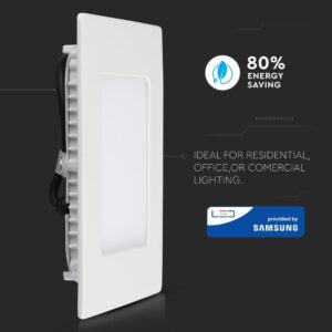 LED Panel Τετράγωνο Χωνευτό Λευκό 12W V-TAC PRO Samsung Chip 120° 1000lm 17×17 Φυσικό Λευκό 4000K – 710