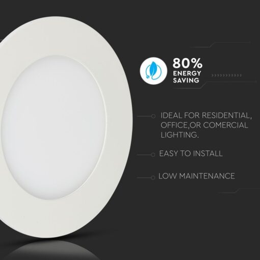 LED Panel Στρογγυλό Χωνευτό Λευκό 12W V-TAC PRO Samsung Chip 120° 1000lm Ø170 Φυσικό Λευκό 4000K – 713