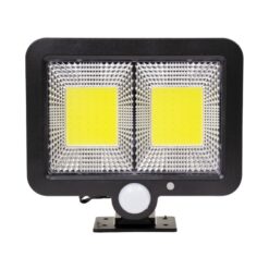 GLOBOSTAR® ZETA 71461 Προβολέας με Ανιχνευτή PIR / Αισθητήρα Κίνησης LED 20W 1000lm 120° DC 5V με Φωτοβολταϊκό Panel 5V 1W & Επαναφορτιζόμενη Μπαταρία Li-ion 3.2V 2400mAh Αδιάβροχο IP65 Ψυχρό Λευκό 6000K – Sanan COB Chip – Μαύρο – Μ15 x Π3.5 x Υ13cm – 2 Χρόνια Εγγύηση