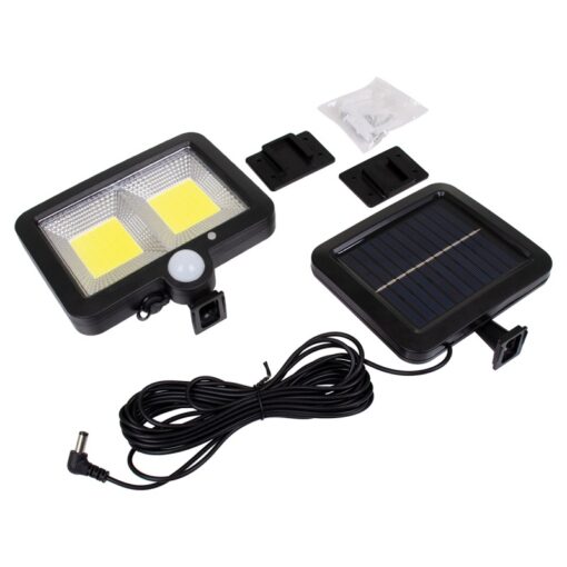 GLOBOSTAR® ZETA 71461 Προβολέας με Ανιχνευτή PIR / Αισθητήρα Κίνησης LED 20W 1000lm 120° DC 5V με Φωτοβολταϊκό Panel 5V 1W & Επαναφορτιζόμενη Μπαταρία Li-ion 3.2V 2400mAh Αδιάβροχο IP65 Ψυχρό Λευκό 6000K – Sanan COB Chip – Μαύρο – Μ15 x Π3.5 x Υ13cm – 2 Χρόνια Εγγύηση