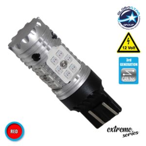 Λαμπτήρας LED Extreme Series Can-Bus 3ης Γενιάς με βάση T20 7443 15W 12v Κόκκινος για Πορείας Στοπ GloboStar 81152