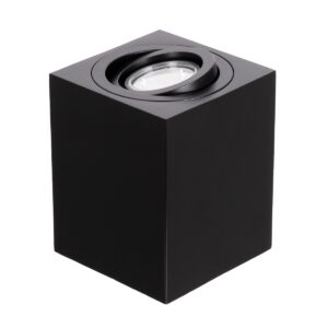 GloboStar® AKIRA 60621 Επιφανειακό Κινούμενο Τετράγωνο Φωτιστικό Σποτ Αλουμινίου με Ντουί GU10 AC 220-240V IP44 Μ8 x Π8 x Υ10cm – Μαύρο – 5 Years Warranty