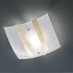 Πλαφονιέρα Ορροφής Τετράγωνη 30x30cm Trio Lighting NIKOSIA 1xE27 Χρυσό & Λευκό Γυαλί  608700179