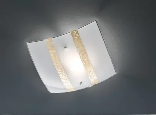 Πλαφονιέρα Ορροφής Τετράγωνη 30x30cm Trio Lighting NIKOSIA 1xE27 Χρυσό & Λευκό Γυαλί  608700179