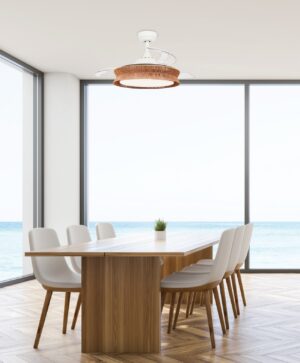 Ανεμιστήρας Οροφής FANRX42645 – 3 Πτερύγια – 36W LED CCT – Τηλεχειριστήριο – 6 Ταχύτητες – Λευκό Ματ / Σχοινί ACA