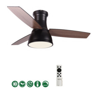 Ανεμιστήρας Οροφής FANRX44041B – 3 Ξύλινα Πτερύγια – 22W LED CCT – Τηλεχειριστήριο – 6 Ταχύτητες – Μαύρο Ματ ACA