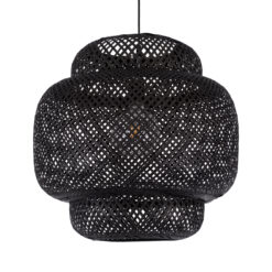 GLOBOSTAR® MALDIVES 00579 Boho Κρεμαστό Φωτιστικό Οροφής με Ντουί 1 x E27 AC 220-240V IP20 - Μαύρο - Μ56 x Π56 x Y54cm