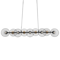 GLOBOSTAR® VERONA 00588 Μοντέρνο Κρεμαστό Φωτιστικό Οροφής με Ντουί 9 x E27 AC 220-240V IP20 - Μαύρο & Χρυσό - Μ140 x Π28 x Υ20cm